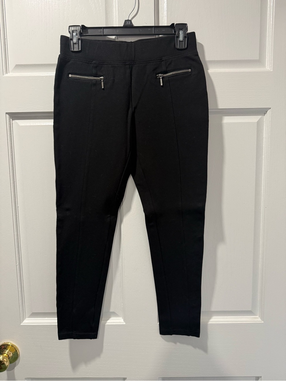 Matty M Black Slim Zip-Front Women's Pants